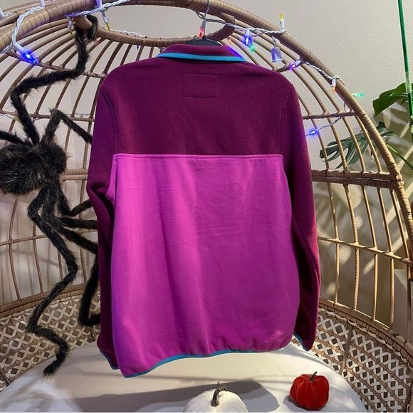 NWT Lands End Color Block Heritage Fleece Snap Neck Pullover - Picture 6 of 11